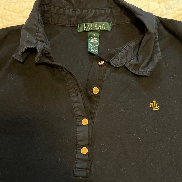 Lauren Ralph Lauren Womens Black Long Sleeve Polo Shirt - Picture 3 of 5